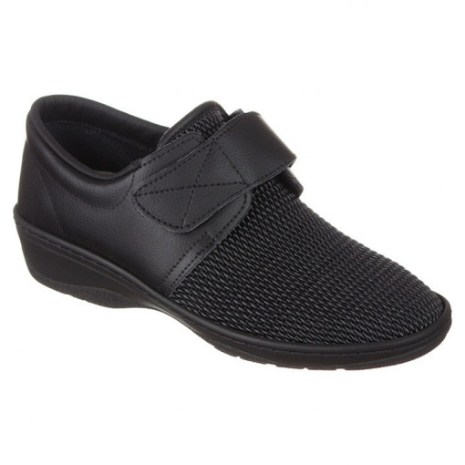 Pantofi confort, piele elasticizata, PodoWell Psyche negru