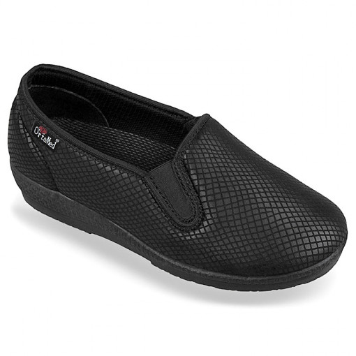 Pantofi confort, stretch, negri, dama, OrtoMed 6069-S05