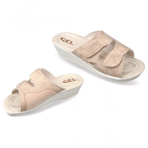 Papuci confort bej pentru femei, Mjartan 2817-N13-S64