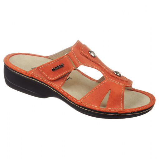 Papuci confort, piele, dama, OrtoMed 3706-012-P79 portocalii