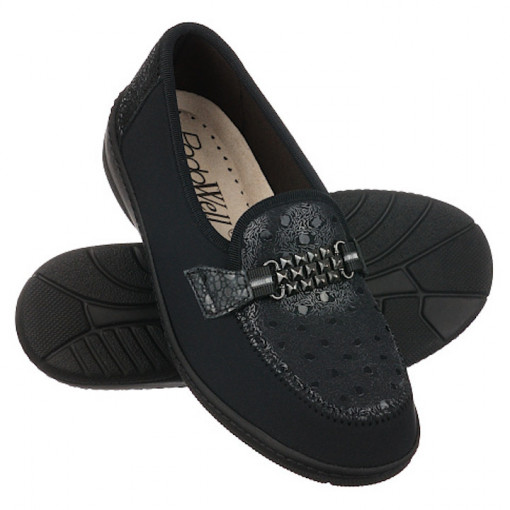 Pantofi confort, stretch, calapod lat, dama, PodoWell Magik negru