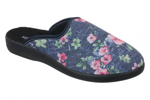 Saboti casa femei bleumarin floricele Mjartan 607-LC74-L27