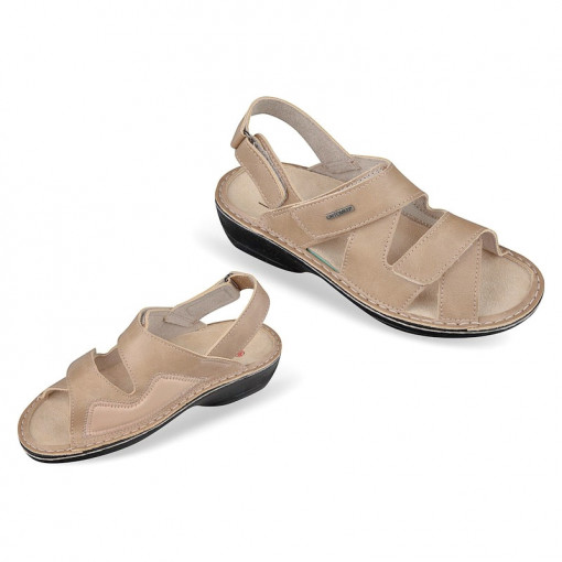 Sandale confort piele naturala femei, OrtoMed 3703-P58 bej