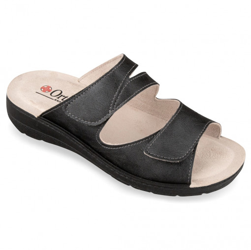 Papuci confort, pentru femei OrtoMed 2601-G17-G01 negru