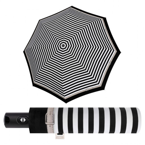 Umbrela de ploaie Doppler CarbonSteel Delight dungi negre