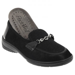 Pantofi ortopedici stretch femei PodoWell Magenta negru brant detasabil