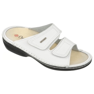 Papuci confort, piele naturala, dama, OrtoMed 3700-P20 alb