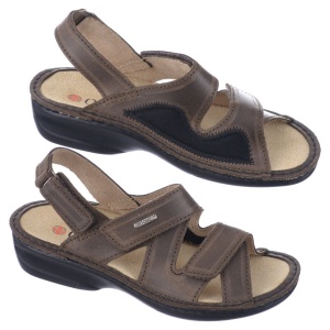 Sandale confort, piele si stretch, dama, OrtoMed 3703-P78 maro