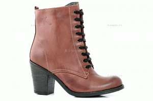 Botine piele naturala, pentru femei, Kampus Cindy maro