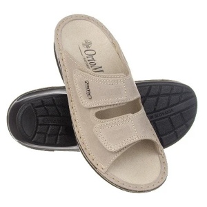 Papuci confort, piele naturala, dama, OrtoMed 3700-P61 bej