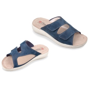 Papuci confort, piele si stretch, OrtoMed 2610-N17 bleumarin