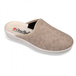 Saboti de casa, confort, dama OrtoMed 6057-S151 bej