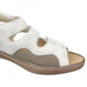 Sandale confort, piele naturala, albe, dama, PodoWell Kyara