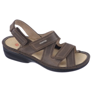 Sandale confort, piele si stretch, dama, OrtoMed 3703-P78 maro