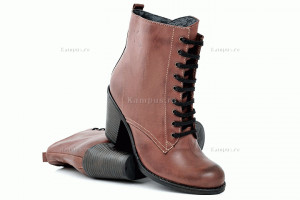 Botine piele naturala, pentru femei, Kampus Cindy maro