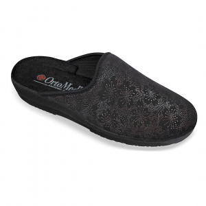 Saboti de casa, confort, dama OrtoMed 6057-S155 negru