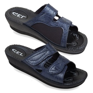 Papuci confort, calapod lat, bleumarin, dama, Mjartan 2817-S73