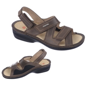 Sandale confort, piele si stretch, dama, OrtoMed 3703-P78 maro