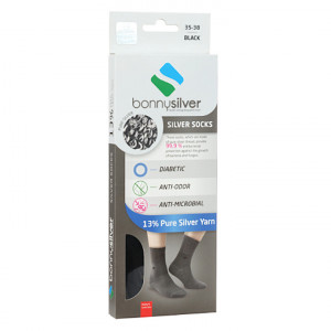 Sosete scurte, Bonny Silver 113 negre, cu 13% fir de argint pur, negre