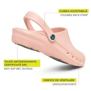 Saboti profesionali, impermeabili, pentru femei, Suecos Fusion Oden Pink