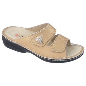 Papuci confort, piele naturala, dama, OrtoMed 3700-P140 aurii