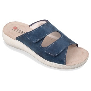 Papuci confort, piele si stretch, OrtoMed 2610-N17 bleumarin