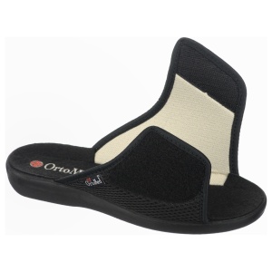 Papuci de casa, confort, reglabili, OrtoMed 517-T21 negru
