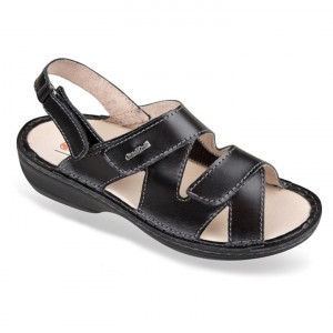 Sandale confort, piele si stretch, negre, dama, OrtoMed 3703 012-P134