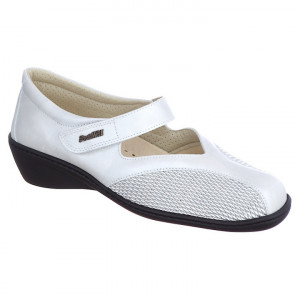Pantofi confort, piele stretch, PodoWell Saga alb perla