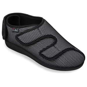 Pantofi confort, trei barete reglabile, OrtoMed 6051-S132 negru