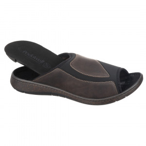 Papuci confort, piele, barbatesti, PodoWell Hozan maro