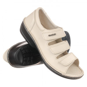 Sandale confort, piele, bej, dama, OrtoMed 3727 012-P133