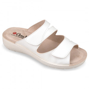 Papuci confort, pentru femei OrtoMed 2601-G12-G01 alb