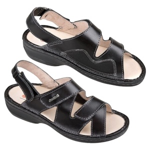 Sandale confort, piele si stretch, negre, dama, OrtoMed 3703 012-P134