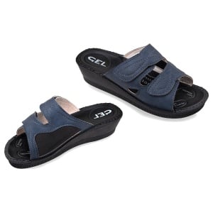 Papuci confort, calapod lat, Mjartan 2817-G13 bleumarin