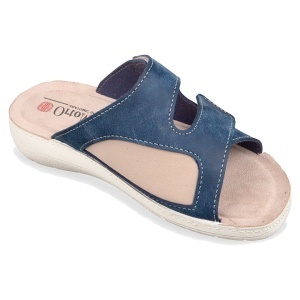 Papuci confort, piele si stretch, OrtoMed 2610-N17 bleumarin