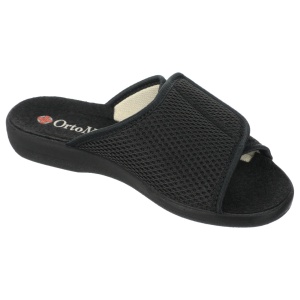 Papuci de casa, confort, reglabili, OrtoMed 517-T21 negru