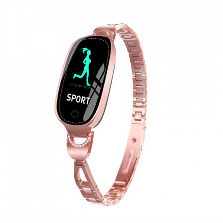 Bratara fitness smart dama F18RG, memento perioada menstruala, ritm cardiac, padometru, iOS si Android, Bluetooth 4.0,