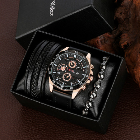 Set cadou cu ceas barbatesc Vavavoom KWD0322 si doua bratari elegante