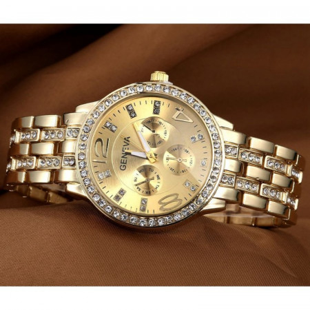 Ceas de dama Geneva rhinestone gold Edition