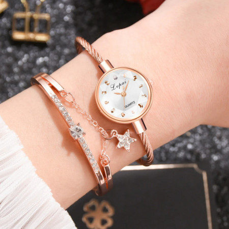 Set ceas de dama Lvpai white cu o bratara