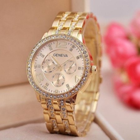 Ceas de dama Geneva rhinestone gold Edition