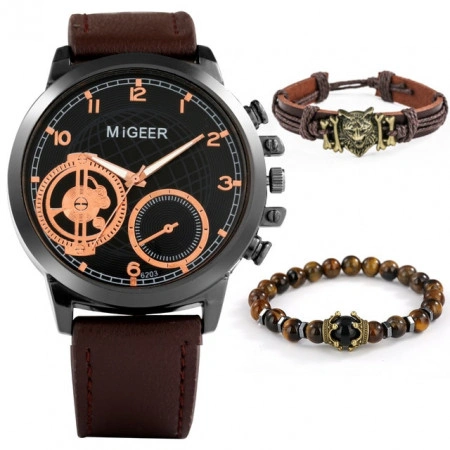 Set cadou cu ceas barbatesc Migeer si doua bratari