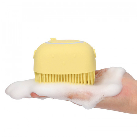Perie de silicon cu dozator de sampon pentru spalat animale de companie