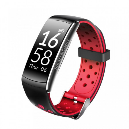 Bratara fitness smart Q8 bluetooth, Android, iOS, OLED 0.96 inch, heart rate, rosu