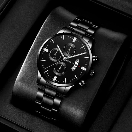 Set cadou cu ceas barbatesc Geneva HY0013 cu bratara si lant elegant