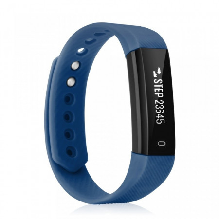 Bratara fitness smart HR BT 4.0, ritm cardiac, pedometru, remote camera, notificari, Android, iOS, vibratii, albastru
