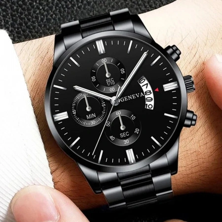 Set cadou cu ceas barbatesc Geneva HY0013 cu bratara si lant elegant