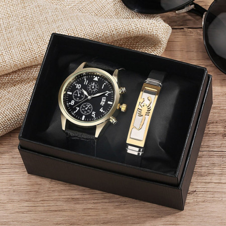Set cadou cu ceas barbatesc Scorpion King si bratara eleganta
