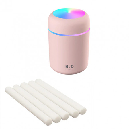 Umidificator de aer cu ultrasunete cu difuzor aromaterapie cu LED, 300 ml